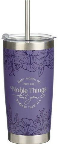 1220000327627 Noble Things Lavender Floral Stainless Steel Tumbler Proverbs 31:29