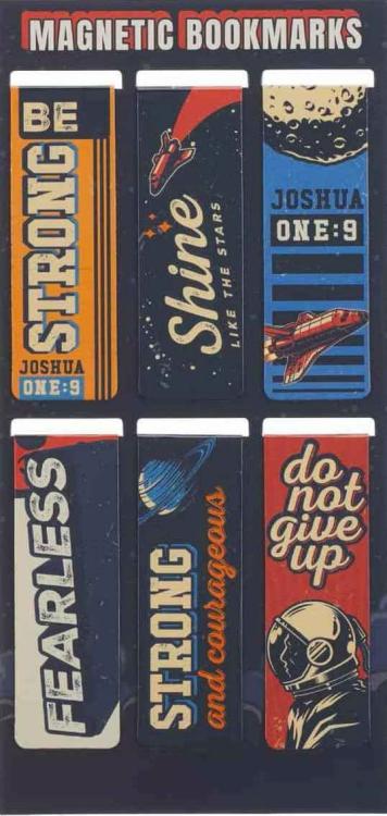 6006937170254 Be Strong Blue Space Magnetic Bookmark Set Joshua 1:9